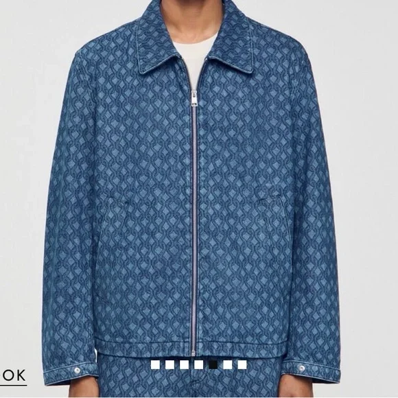 Sandro Indigo Patterned Jeans with Tan Patch - Picture 4 of 7